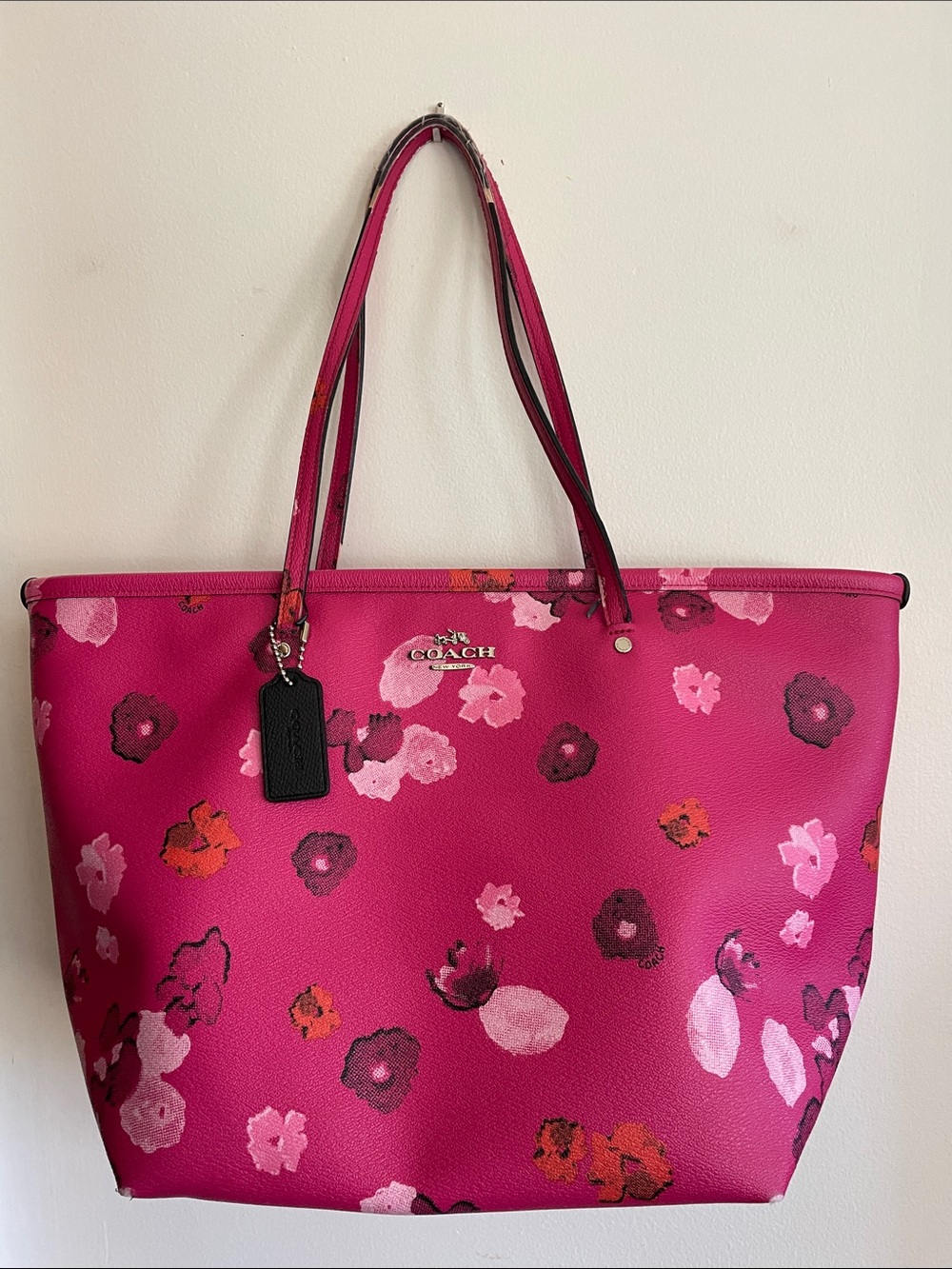 COACH Street Floral Print City Zip Tote Pink Multi Magenta F35161